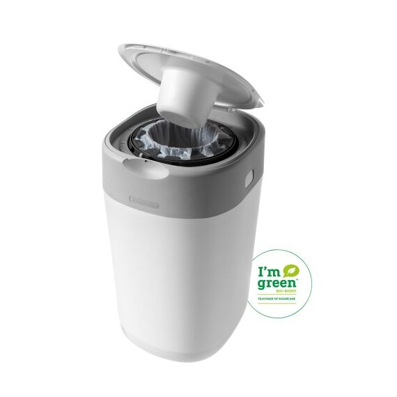 Pachet Cos pentru scutece + 6 Rezerve Tommee Tippee Sangenic Twist and Click Reciclabil, Alb / Gri - poza 2 - ExclusivMAG.ro