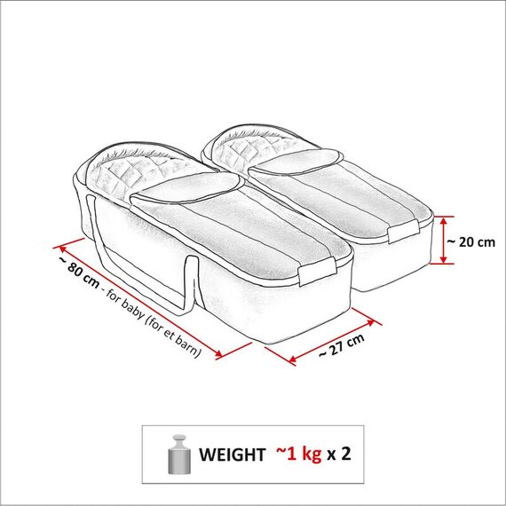 Carucior pentru gemeni Mikado DUET LUX D-01 3 in 1, Culoare: Alb/Gri - poza 3 - ExclusivMAG.ro