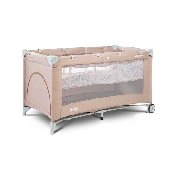 Patut pliant cu etaj intermediar Caretero BASIC PLUS Beige, Culoare: Crem, Dimensiuni: 120x60  - ExclusivMAG.ro