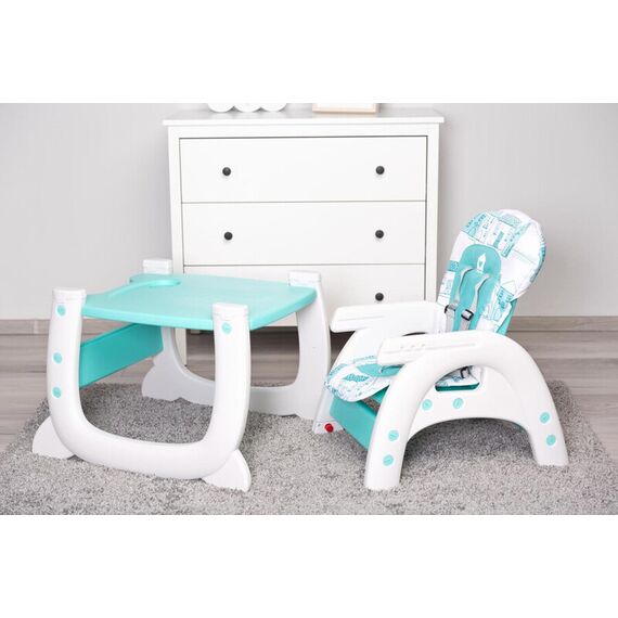 Scaun de masa transformabil Caretero HOMEE 2 in 1 Mint, Culoare: Turcoaz - poza 5 - ExclusivMAG.ro