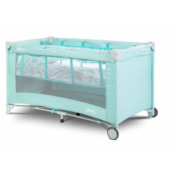 Patut pliant cu etaj intermediar Caretero BASIC PLUS Mint, Culoare: Turcoaz, Dimensiuni: 120x60 - poza 3 - ExclusivMAG.ro