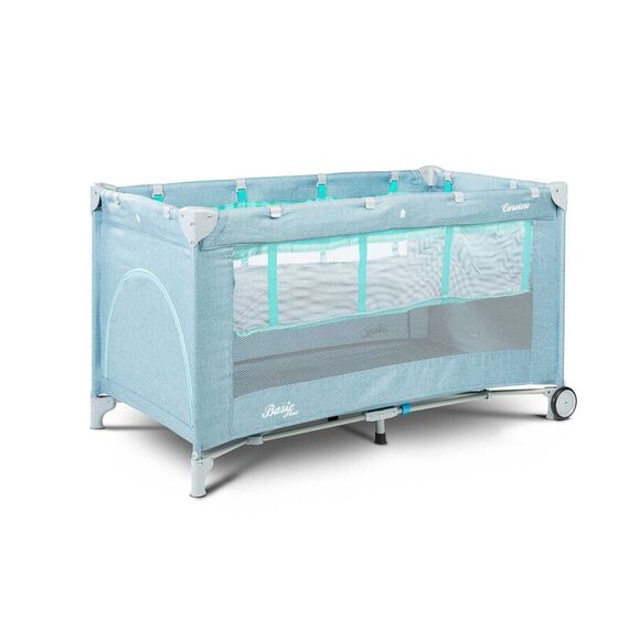 Patut pliant cu etaj intermediar Caretero BASIC PLUS Blue, Culoare: Blue, Dimensiuni: 120x60  - ExclusivMAG.ro