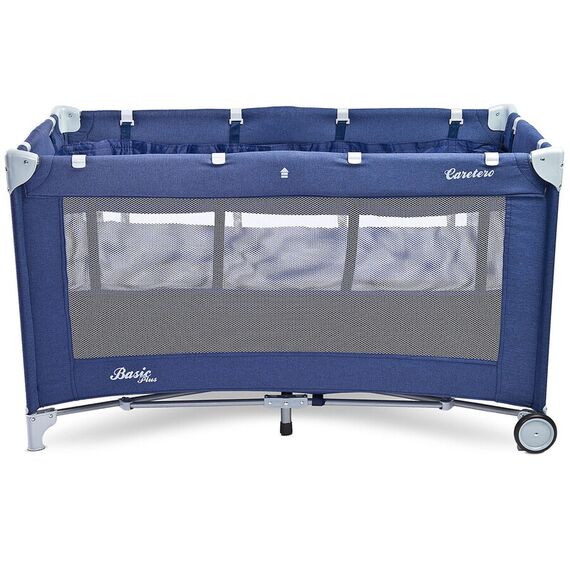 Patut pliant cu etaj intermediar Caretero BASIC PLUS Navy, Culoare: Albastru, Dimensiuni: 120x60 - poza 2 - ExclusivMAG.ro
