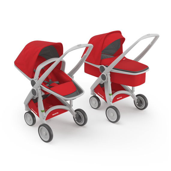 Carucior 2 In 1, Greentom, 100% Ecologic, Grey Red, Culoare: Rosu  - ExclusivMAG.ro