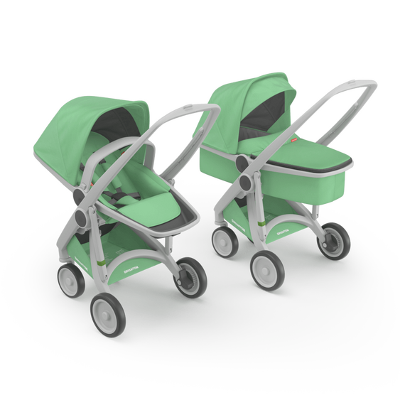 Carucior 2 In 1, Greentom, 100% Ecologic, Grey Mint, Culoare: Turcoaz  - ExclusivMAG.ro