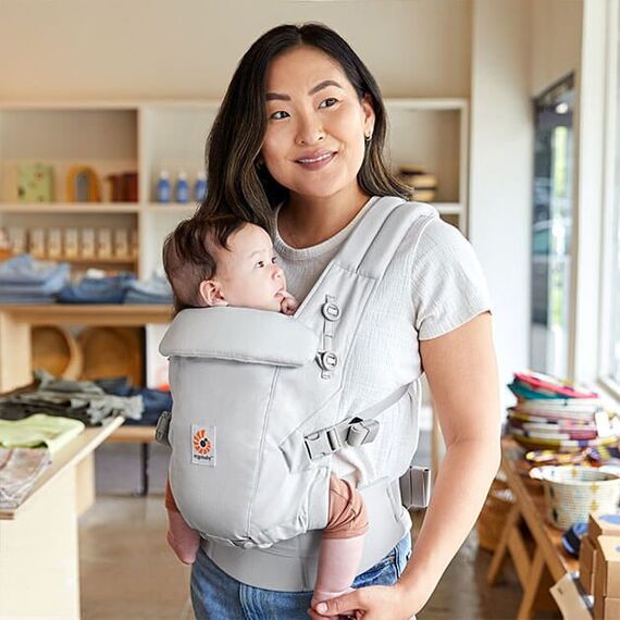 Marsupiu Ergobaby Adapt Soft Touch Cotton Pearl Grey, Culoare: Gri deschis - poza 5 - ExclusivMAG.ro