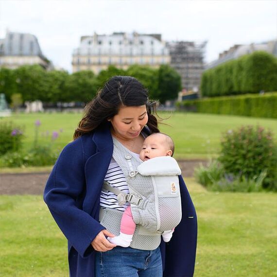 Marsupiu Ergobaby Adapt Soft Flex Mesh Pearl Grey, Culoare: Gri deschis - poza 6 - ExclusivMAG.ro