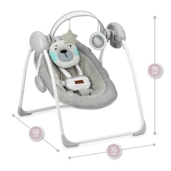 Leagan pentru bebelusi, MoMi LISS Bear, Gri/Turcoaz, Culoare: Gri deschis - poza 6 - ExclusivMAG.ro