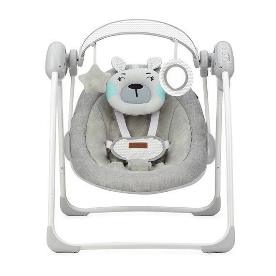 Leagan pentru bebelusi, MoMi LISS Bear, Gri/Turcoaz, Culoare: Gri deschis - poza 4 - ExclusivMAG.ro