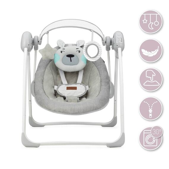 Leagan pentru bebelusi, MoMi LISS Bear, Gri/Turcoaz, Culoare: Gri deschis - poza 5 - ExclusivMAG.ro