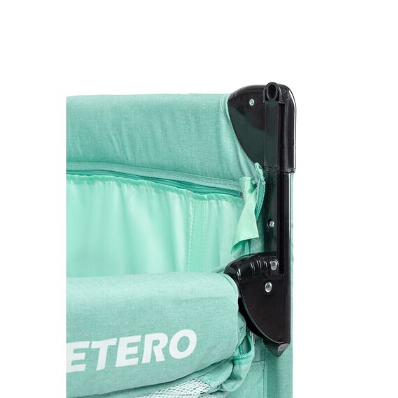Patut pliabil cu etaj suplimentar si laterala reglabila Caretero ESTI Menta, Culoare: Turcoaz, Dimensiuni: 120x60 - poza 6 - ExclusivMAG.ro