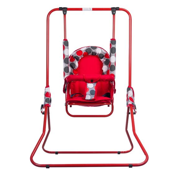 Leagan pentru copii, Top Kids, cu spatar reglabil si bara detasabila, Red Dots, Culoare: Multicolor  - ExclusivMAG.ro