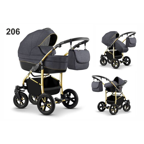 Carucior Mikado CITY STAR S-LINE 3 in 1 (culoare 206) Grafit, Culoare: Gri/Negru  - ExclusivMAG.ro