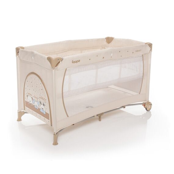 Patut pliant 2 nivele ZOPA Nanny Animal Beige, Culoare: Crem  - ExclusivMAG.ro