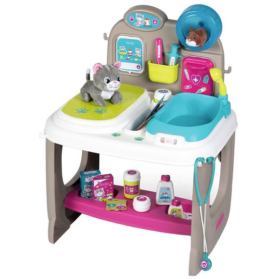 Cabinet veterinar Smoby Veterinary Center cu 2 jucarii plus si accesorii  - ExclusivMAG.ro
