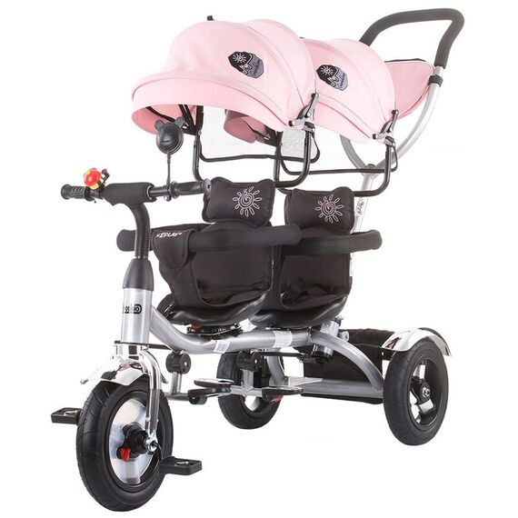Tricicleta gemeni Chipolino 2Play peony pink, Culoare: Roz - poza 2 - ExclusivMAG.ro