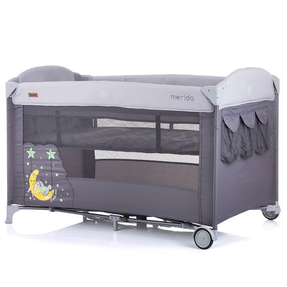 Patut pliabil Chipolino Merida platinum cu laterala culisanta, Culoare: Gri - poza 5 - ExclusivMAG.ro