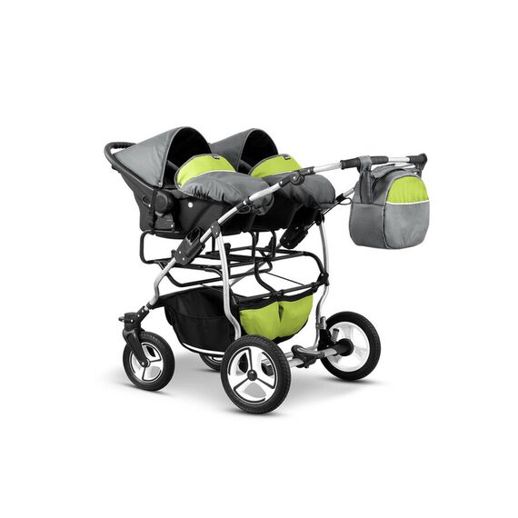 Carucior pentru gemeni Mikado TWIN T-08 3 in 1, Culoare: Verde - poza 2 - ExclusivMAG.ro