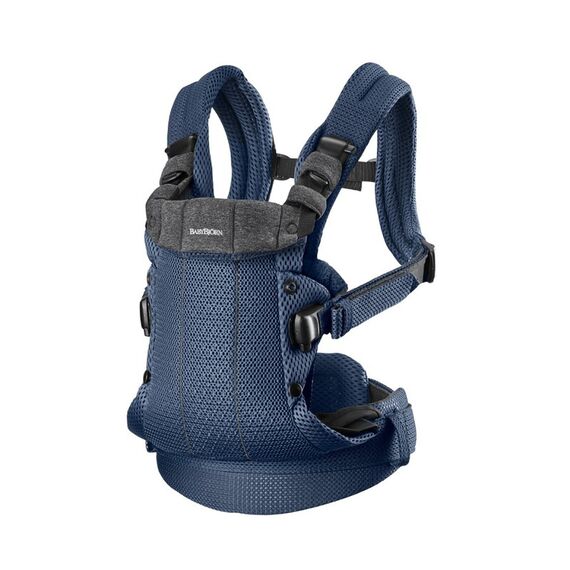 Marsupiu anatomic BabyBjorn cu multiple pozitii de purtare colectia Harmony, 3D Mesh, Navy Blue - Editie Limitata, Culoare: Albastru  - ExclusivMAG.ro