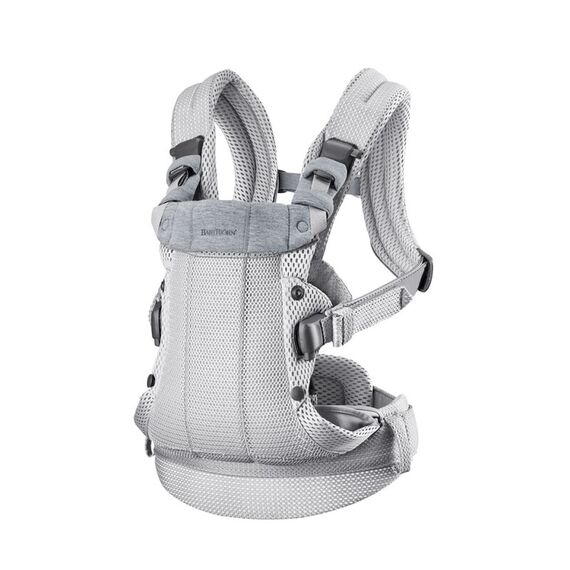 Marsupiu anatomic BabyBjorn cu multiple pozitii de purtare colectia Harmony, 3D Mesh, Silver - Editie Limitata, Culoare: Gri deschis  - ExclusivMAG.ro