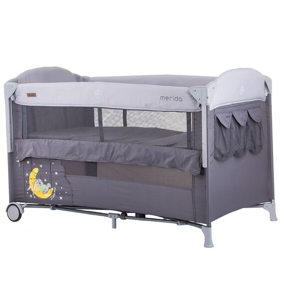 Patut pliabil Chipolino Merida platinum cu laterala culisanta, Culoare: Gri  - ExclusivMAG.ro