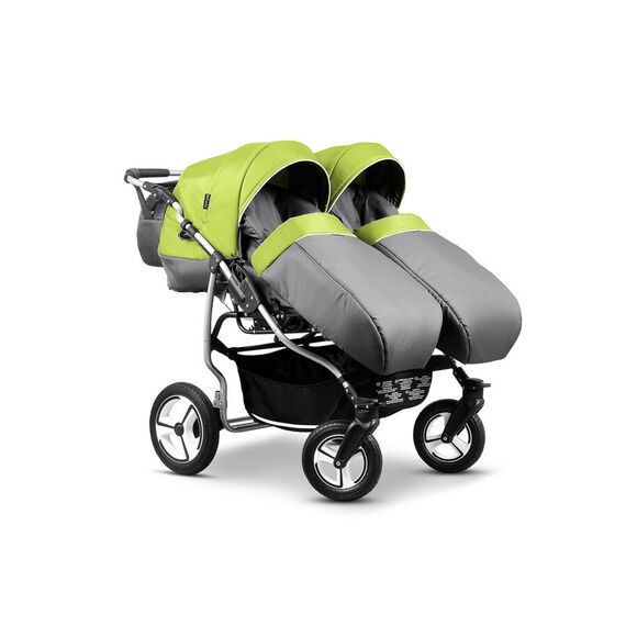 Carucior pentru gemeni Mikado TWIN T-08 3 in 1, Culoare: Verde - poza 3 - ExclusivMAG.ro