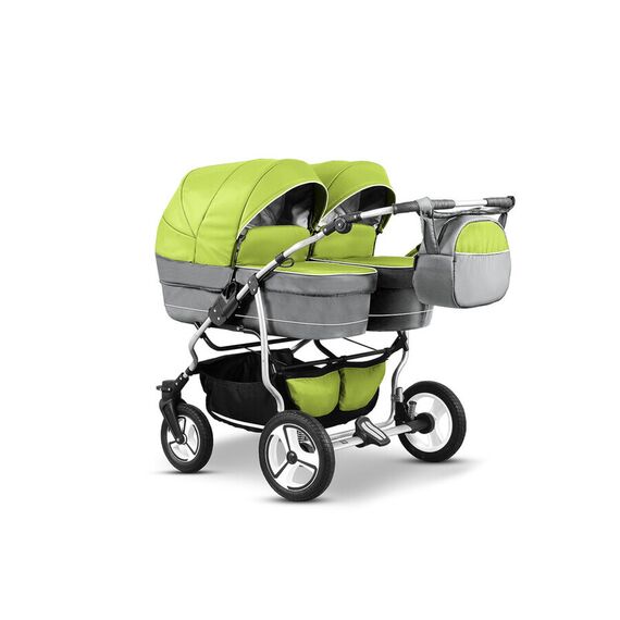 Carucior pentru gemeni Mikado TWIN T-08 3 in 1, Culoare: Verde  - ExclusivMAG.ro