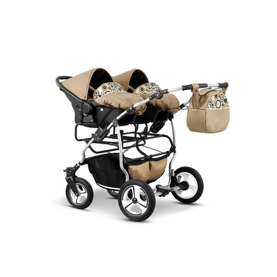 Carucior pentru gemeni Mikado TWIN T-12 3 in 1, Culoare: Maro - poza 3 - ExclusivMAG.ro