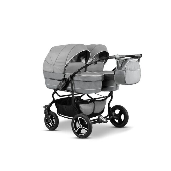 Carucior pentru gemeni Mikado TWIN T-15 3 in 1, Culoare: Gri deschis  - ExclusivMAG.ro