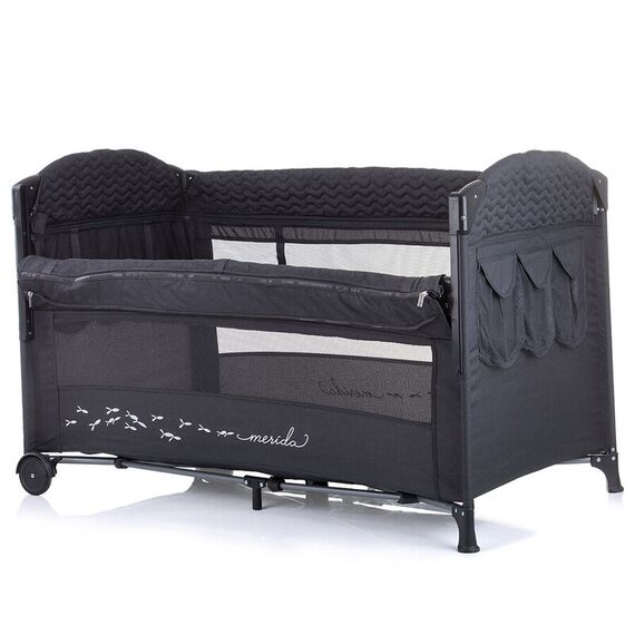 Patut pliabil Chipolino Merida anthracite linen cu laterala culisanta, Culoare: Gri/Negru, Dimensiuni: 120x60 - poza 3 - ExclusivMAG.ro