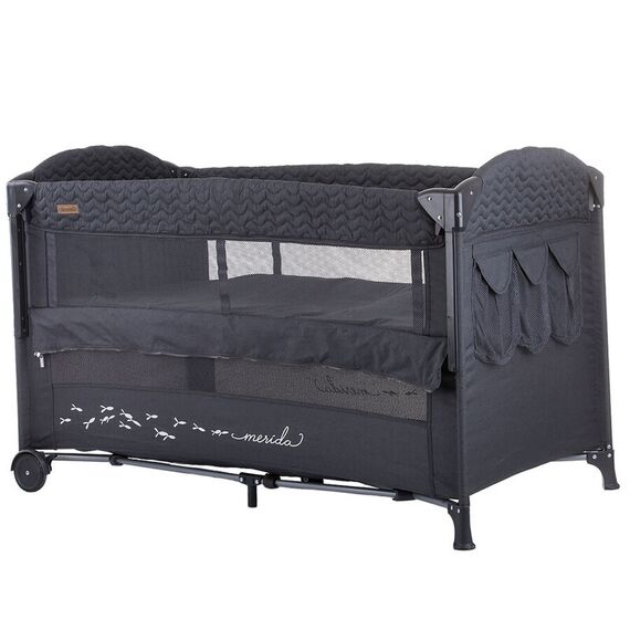 Patut pliabil Chipolino Merida anthracite linen cu laterala culisanta, Culoare: Gri/Negru, Dimensiuni: 120x60  - ExclusivMAG.ro