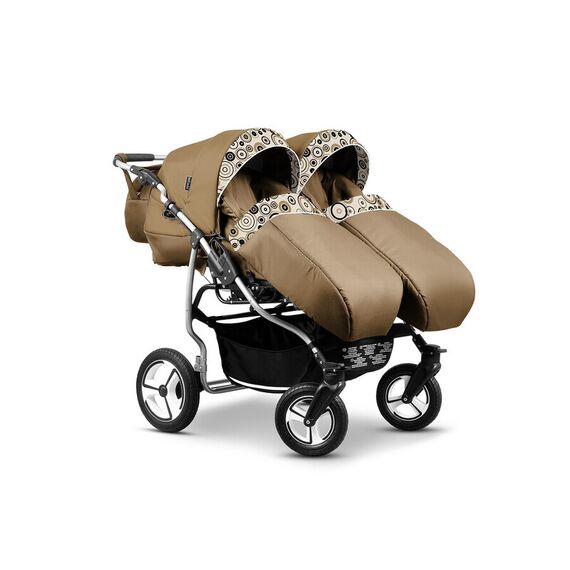 Carucior pentru gemeni Mikado TWIN T-12 3 in 1, Culoare: Maro - poza 2 - ExclusivMAG.ro