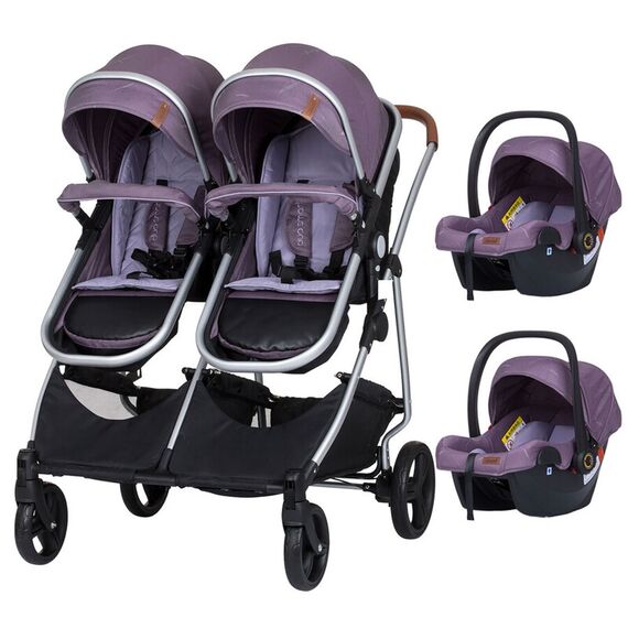 Carucior gemeni Chipolino Duo Smart 3 in 1 lilac, Culoare: Mov - poza 2 - ExclusivMAG.ro