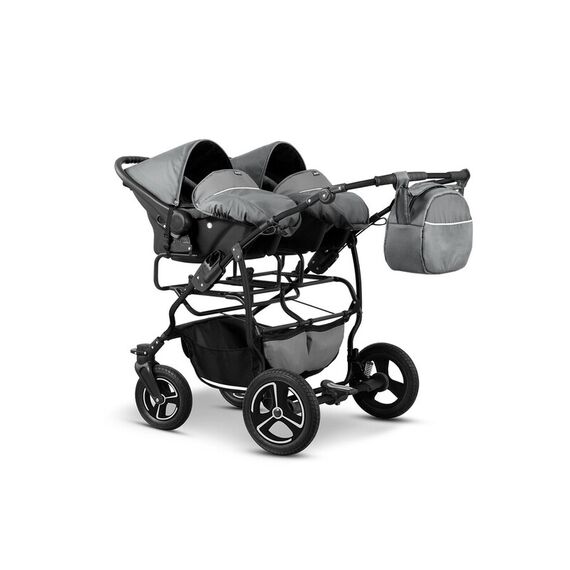 Carucior pentru gemeni Mikado TWIN T-15 3 in 1, Culoare: Gri deschis - poza 3 - ExclusivMAG.ro