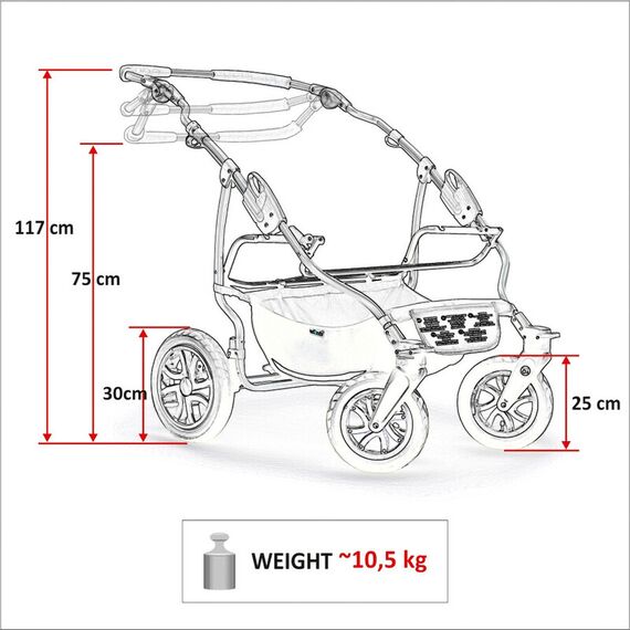 Carucior pentru gemeni Mikado DUET LUX D-223 3 in 1, Culoare: Gri/Negru - poza 8 - ExclusivMAG.ro