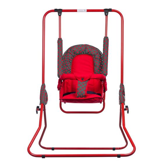 Leagan pentru copii, Top Kids, cu spatar reglabil si bara detasabila, Red Mini, Culoare: Rosu  - ExclusivMAG.ro