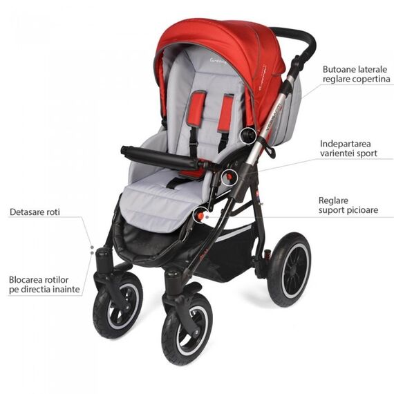 Carucior Vessanti Crooner Prestige 3 In 1 Red, Culoare: Rosu - poza 8 - ExclusivMAG.ro