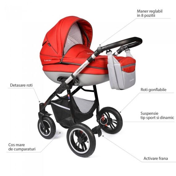 Carucior Vessanti Crooner Prestige 3 In 1 Red, Culoare: Rosu - poza 9 - ExclusivMAG.ro
