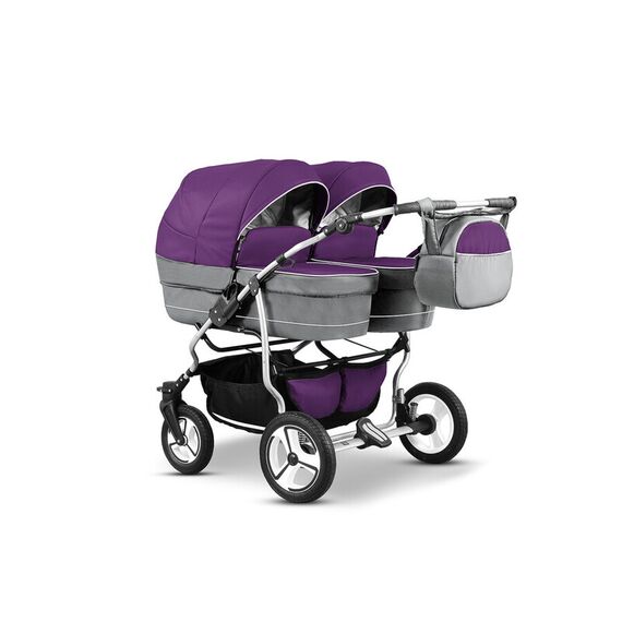Carucior pentru gemeni Mikado TWIN T-04 3 in 1, Culoare: Mov  - ExclusivMAG.ro