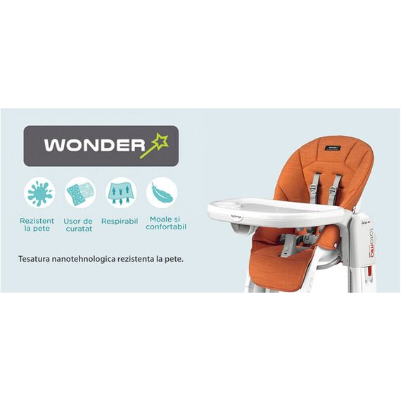 Scaun de masa 3 in 1 Peg Perego Tatamia Follow Me, 0-15 Kg, Wonder Orange, Portocaliu, Culoare: Portocaliu - poza 2 - ExclusivMAG.ro