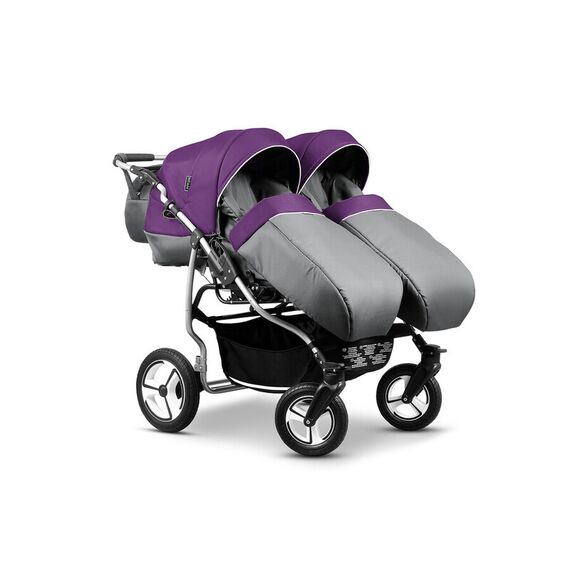 Carucior pentru gemeni Mikado TWIN T-04 3 in 1, Culoare: Mov - poza 4 - ExclusivMAG.ro
