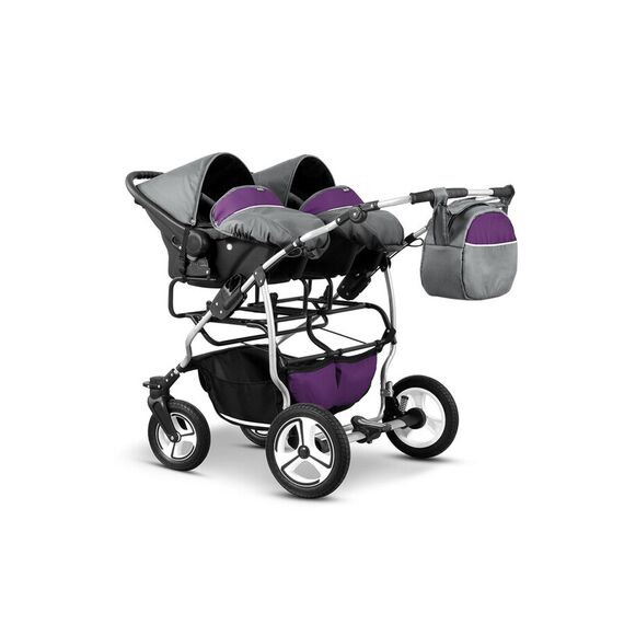 Carucior pentru gemeni Mikado TWIN T-04 3 in 1, Culoare: Mov - poza 2 - ExclusivMAG.ro
