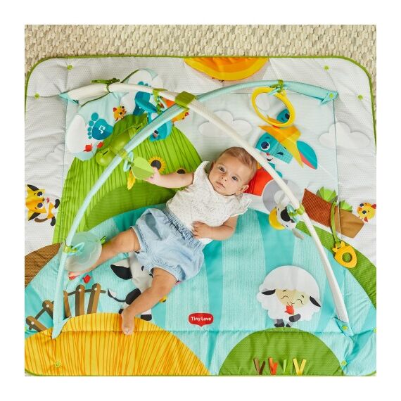 Centru de joaca cu salteluta Tiny Love Gymini Loveste si Canta, Ferma, 0 luni plus, Multicolor - poza 8 - ExclusivMAG.ro
