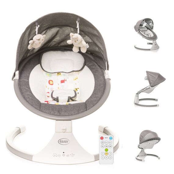 Leagan electric cu telecomanda 4Baby ROCK'N RELAX Gri, Culoare: Gri deschis - poza 5 - ExclusivMAG.ro