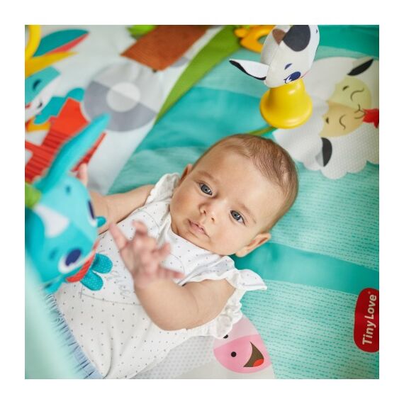 Centru de joaca cu salteluta Tiny Love Gymini Loveste si Canta, Ferma, 0 luni plus, Multicolor - poza 9 - ExclusivMAG.ro
