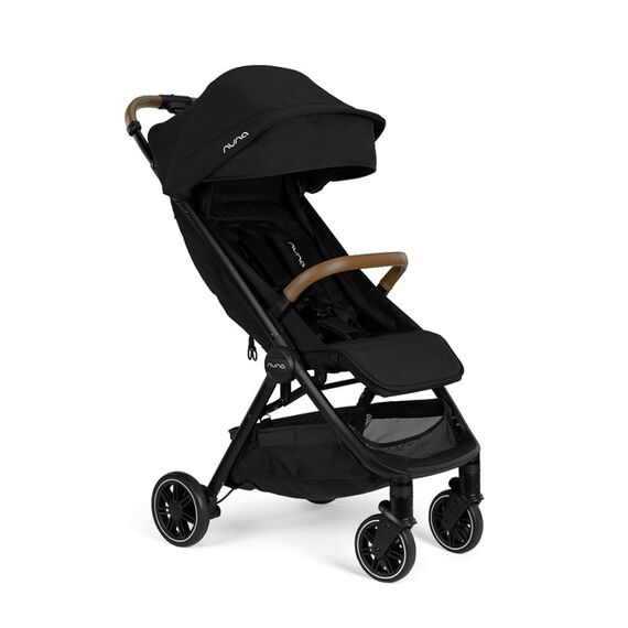 Carucior ultracompact cu pliere automata Nuna TRVL Caviar, Culoare: Negru  - ExclusivMAG.ro