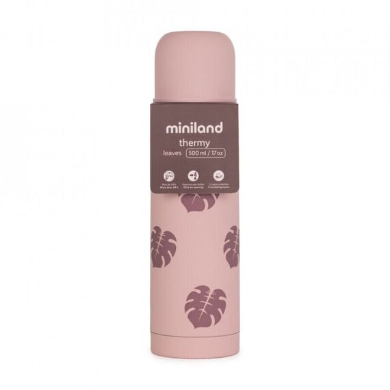 Termos lichide Terra Leaves 500 ml Miniland, Culoare: Roz, Cantitate: 500ml - poza 4 - ExclusivMAG.ro