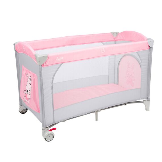 Patut pliant 2 nivele Juju Sleepy Baby, Hunny Bunny, Culoare: Roz, Dimensiuni: 120x60 - poza 4 - ExclusivMAG.ro