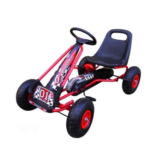 Kart cu pedale Gokart, 3-7 ani, roti gonflabile, G1 R-Sport - Rosu  - ExclusivMAG.ro