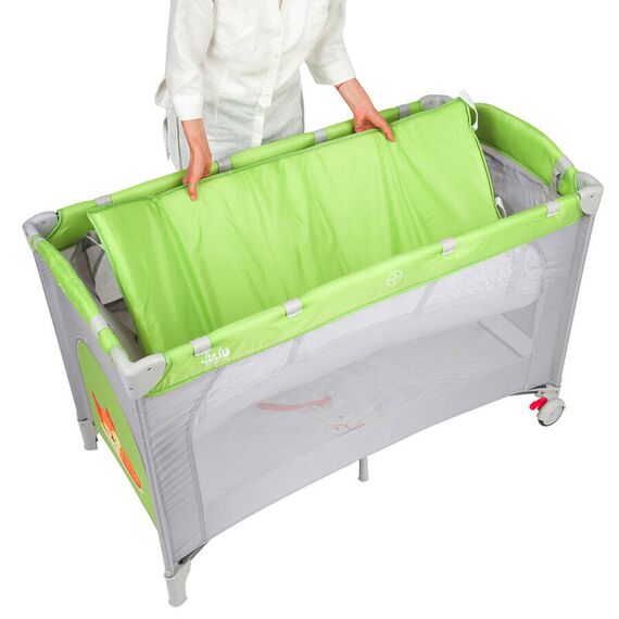 Patut pliant 2 nivele Juju Sleepy Baby, Freddie Fox, Culoare: Verde, Dimensiuni: 120x60 - poza 6 - ExclusivMAG.ro